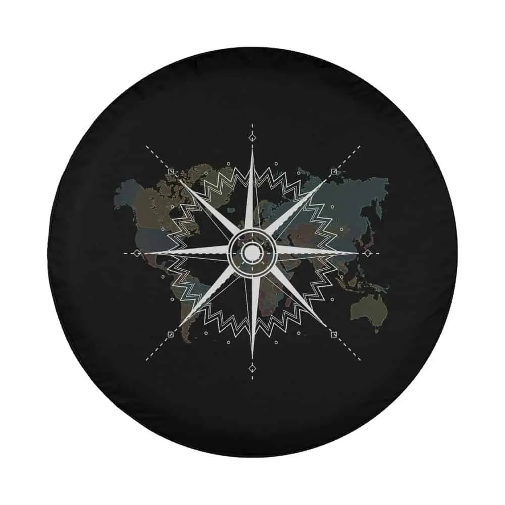 World map compass nautical sailor sailing design for spare tire cover