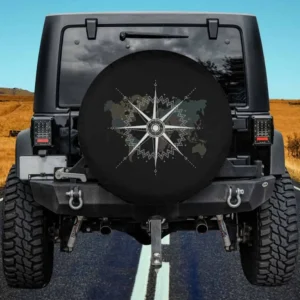 World map compass nautical sailor sailing spare tire cover for Mercedes G-Wagon without camera hole
