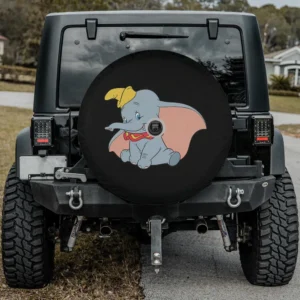 yellow circus hat pink ears dumbo spare tire cover with camera hole