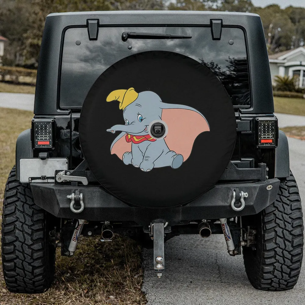yellow circus hat pink ears dumbo spare tire cover with camera hole