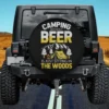Yellow tent and mountain camping beer quote spare tire cover without camera hole
