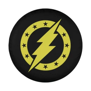 yellow thunderbolt circle stars logo band graphic design only