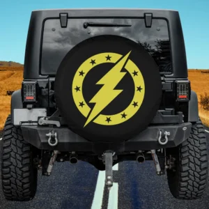yellow thunderbolt circle stars logo band spare tire cover for Mercedes G-Class with no camera hole
