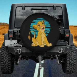 Young Simba blue savanna Disney Lion King spare tire cover with no camera hole on Jeep