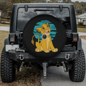 Young Simba blue savanna Disney Lion King spare tire cover with backup camera hole for SUV
