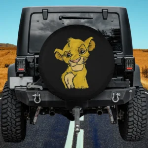 Young Simba smiling portrait sketch Lion King spare tire cover with no camera hole