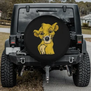 Young Simba smiling portrait sketch Lion King spare tire cover with backup camera hole